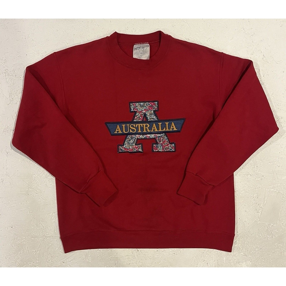 Vintage Delta Australia Crewneck Sweatshirt Embroidered See‎ Measurements Red